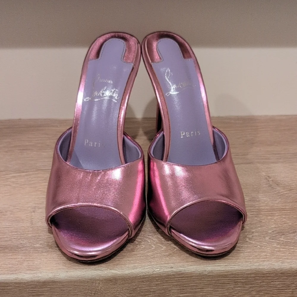 Elegant Dolly Pink Metallic Dolly High Heels - Picture 2 of 4